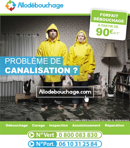Publicité pour débouchage de canalisation